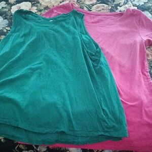 Casual Green and Pink Tank Tops